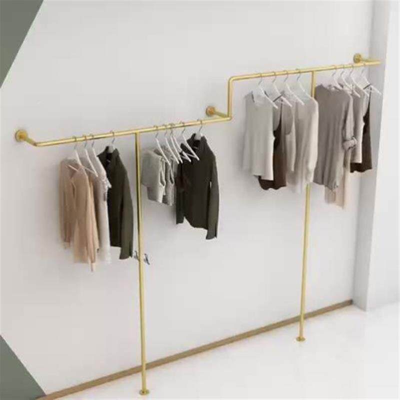金色服装店展示架男女装上墙挂衣架创意悬挂式靠墙架服装架落地式