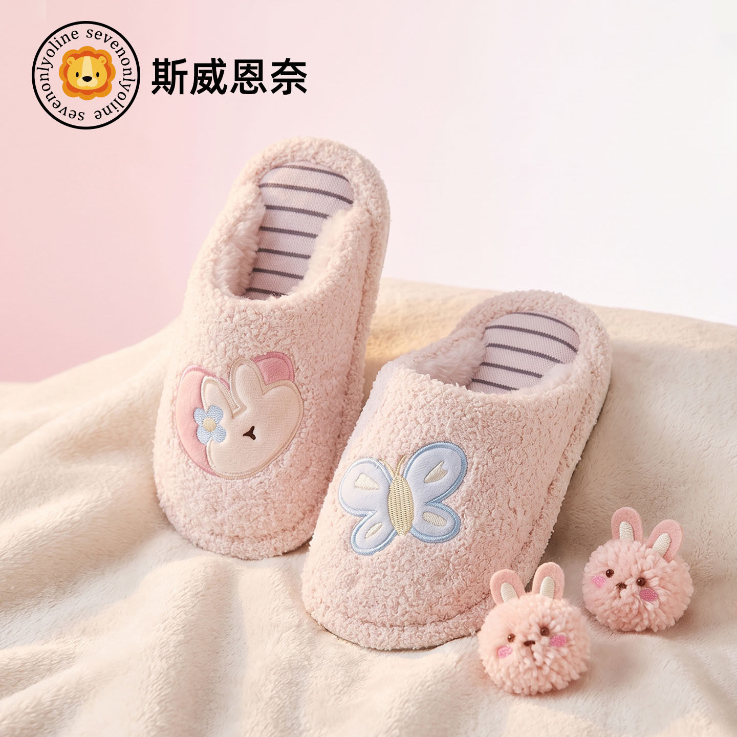 软萌可爱动物毛绒宝宝秋冬季卧室加绒保暖包头居家轻便亲子棉拖鞋