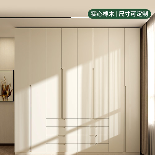 法式实木平开门大容量定制衣柜
