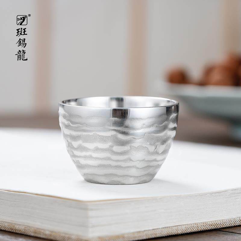 斑锡龙纯锡酒杯灵芝杯一两白酒小酒杯酒盅家用仿古手工制高档