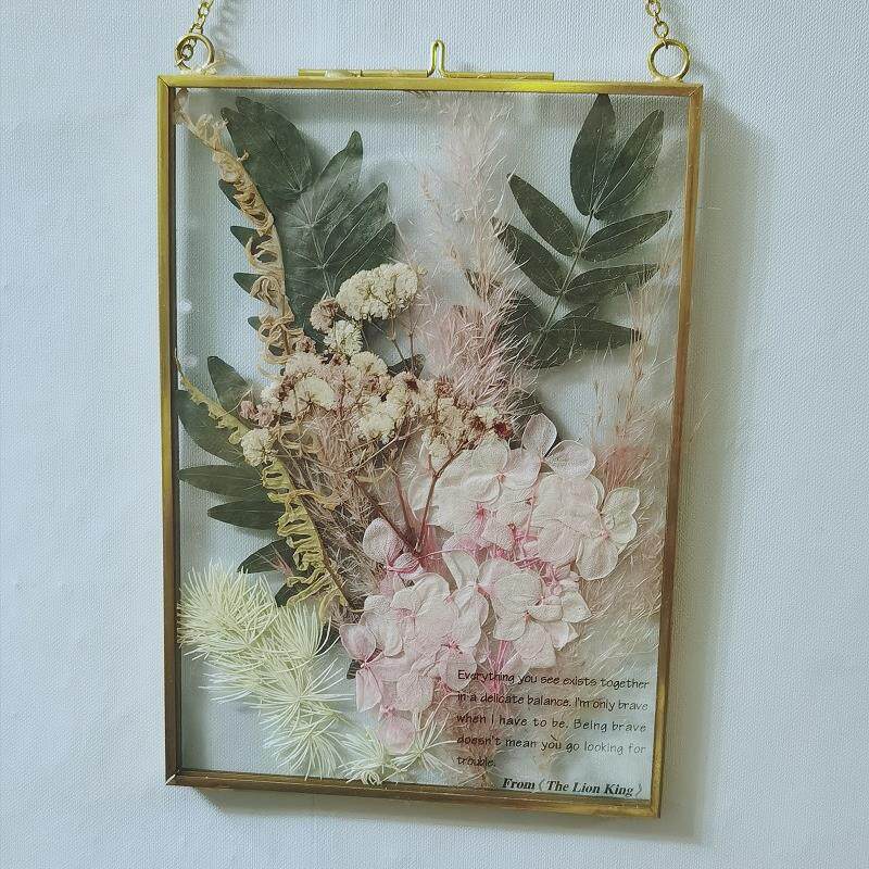 轻奢金边画框玻璃相框手作乡村压花押花干花壁饰摆件民宿艺术相框