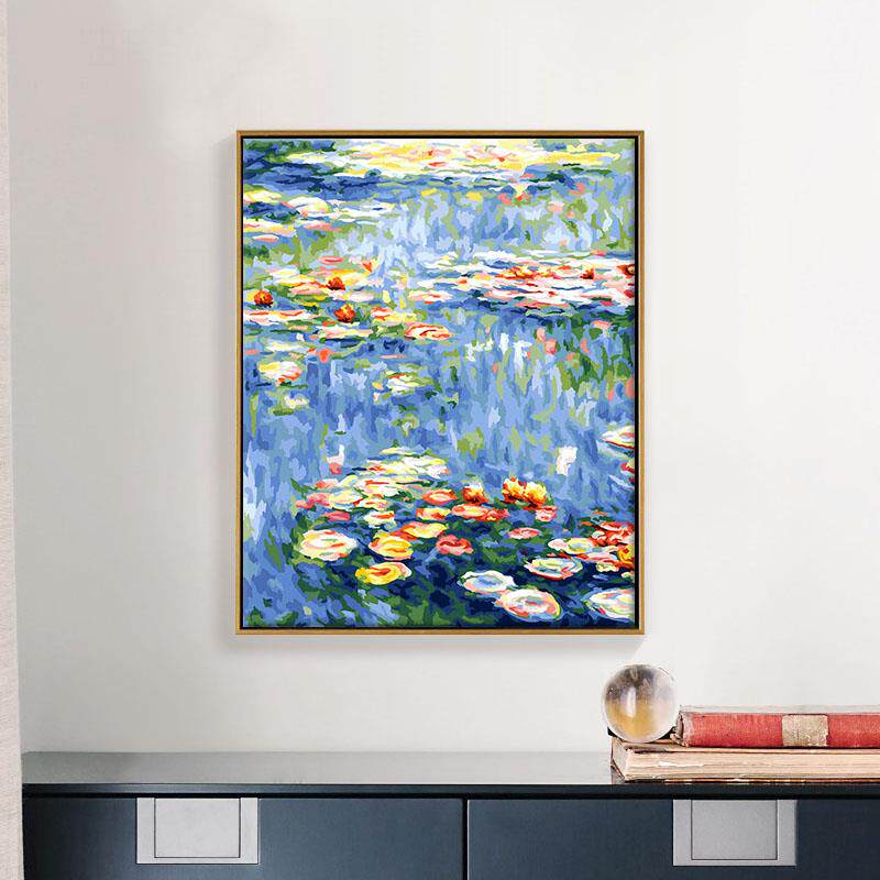 数字油画diy填色客厅成人手工油彩涂色手绘画画填充装饰+莫奈睡莲