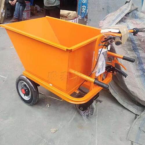 家用电动推货车推粮食用自卸翻斗车建筑工地运输搬运车电手推车