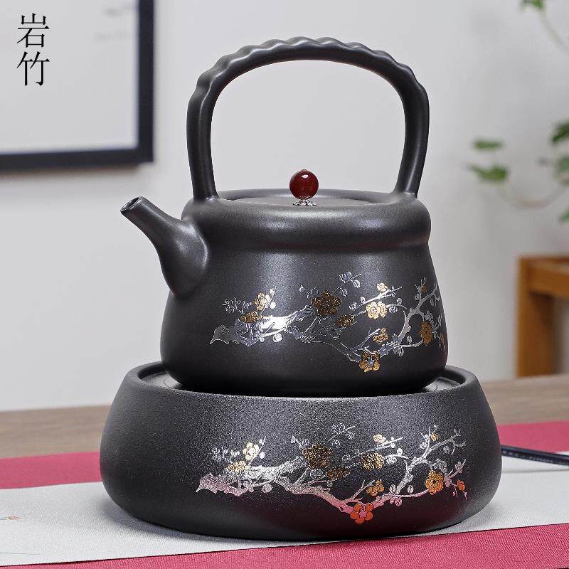 岩竹+陶瓷茶壶傲梅陶壶煮茶烧水壶创意功夫茶具静音电陶炉套装
