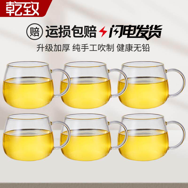 玻璃小茶杯主人杯家用耐高温待客喝茶杯子品茗杯带把高档茶具套装