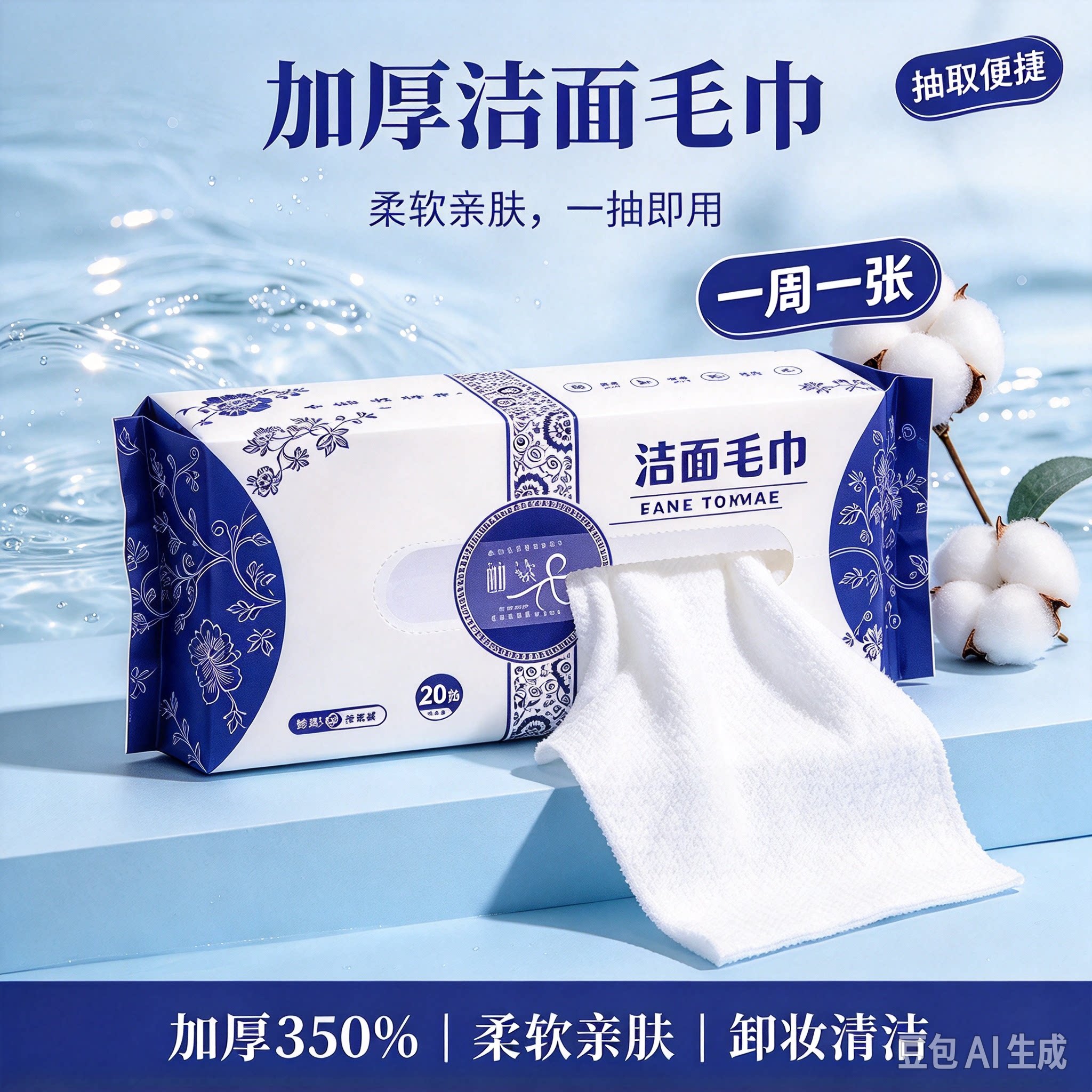 双口洁面毛巾加大加厚洗脸巾柔软热敷毛巾抽取式非一次性脸巾JT二