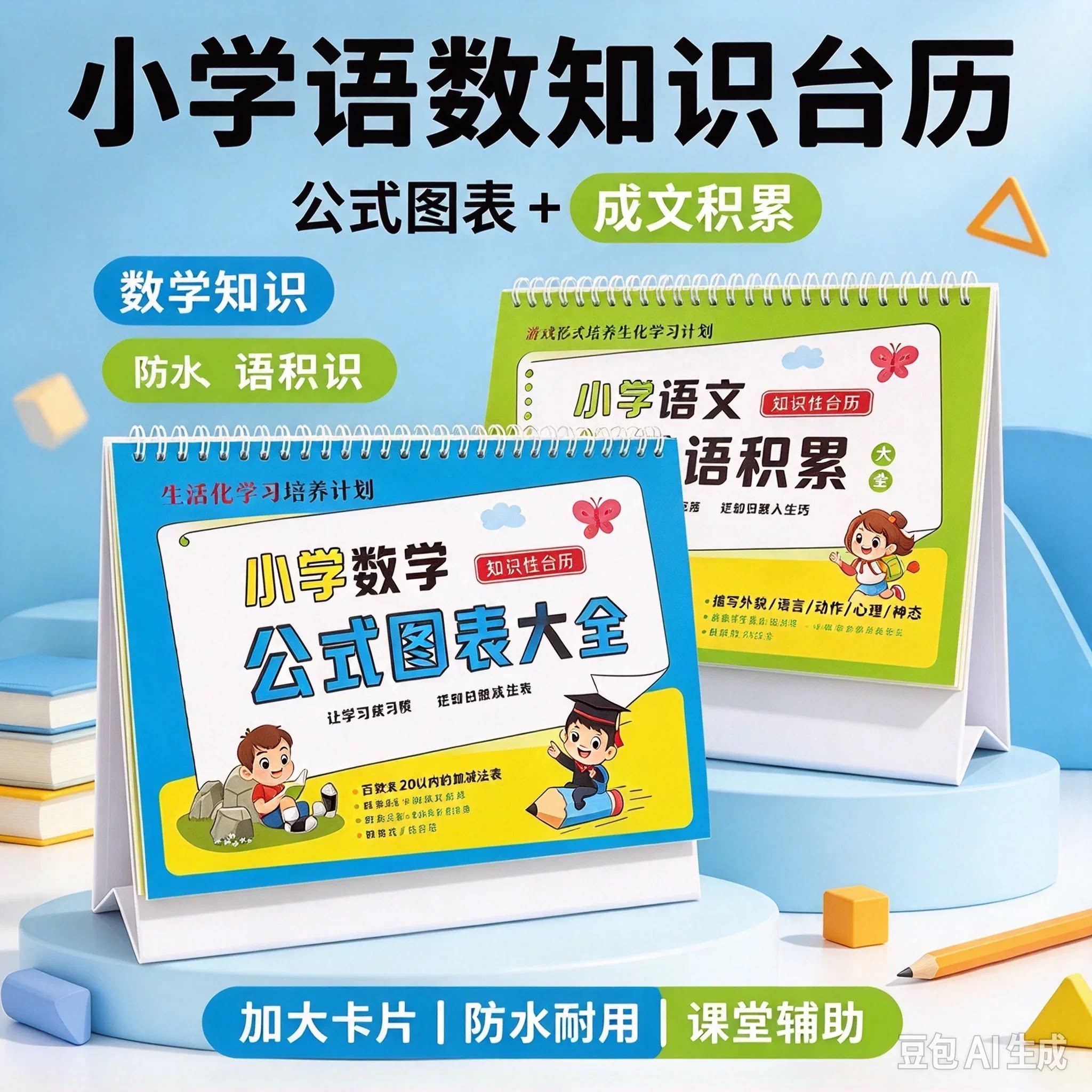 小学语文数学公式图表大全卡片小学生思维训练极简速算法台历xy