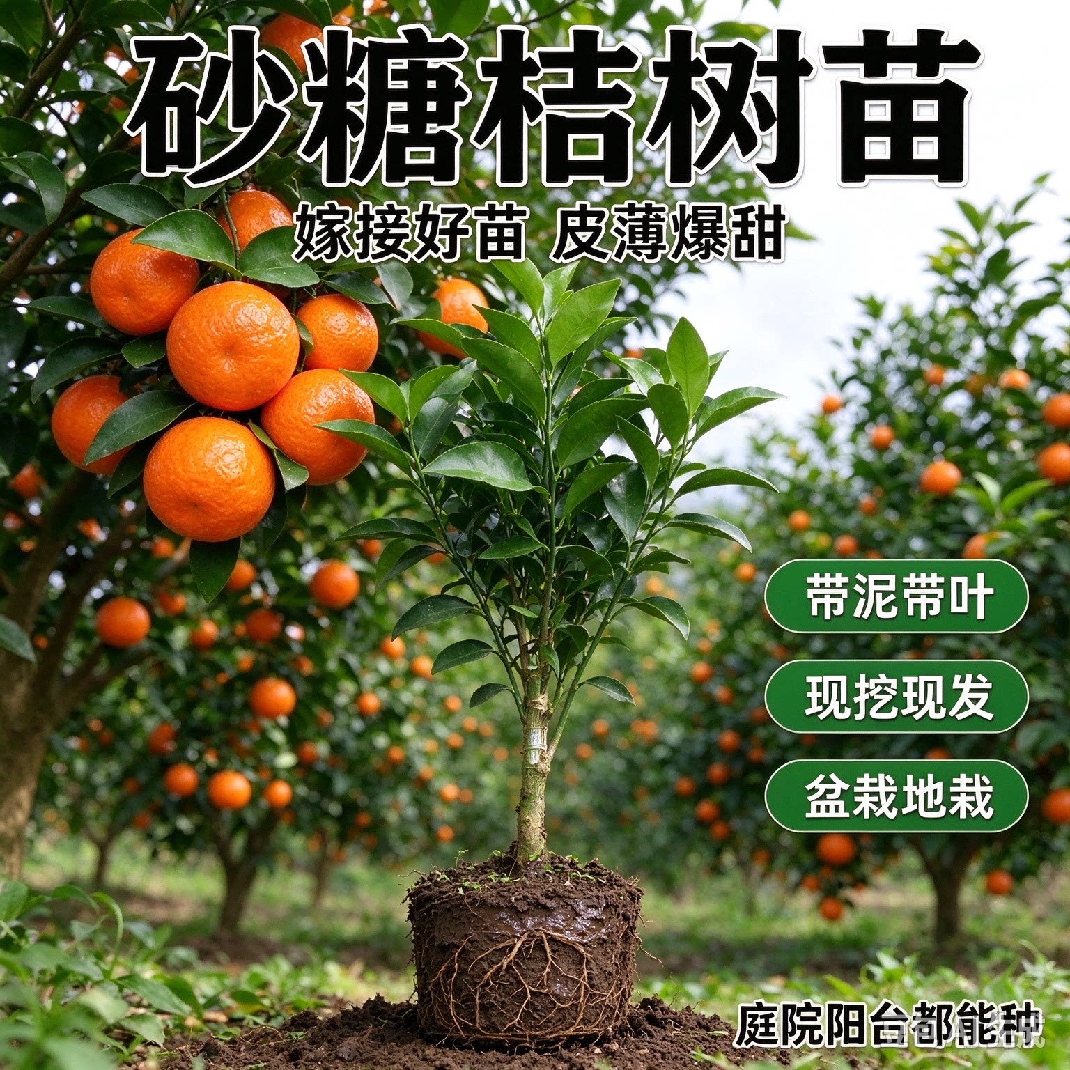 【砂糖橘树苗】嫁接苗薄皮无籽盆栽地栽阳台庭院种植xy