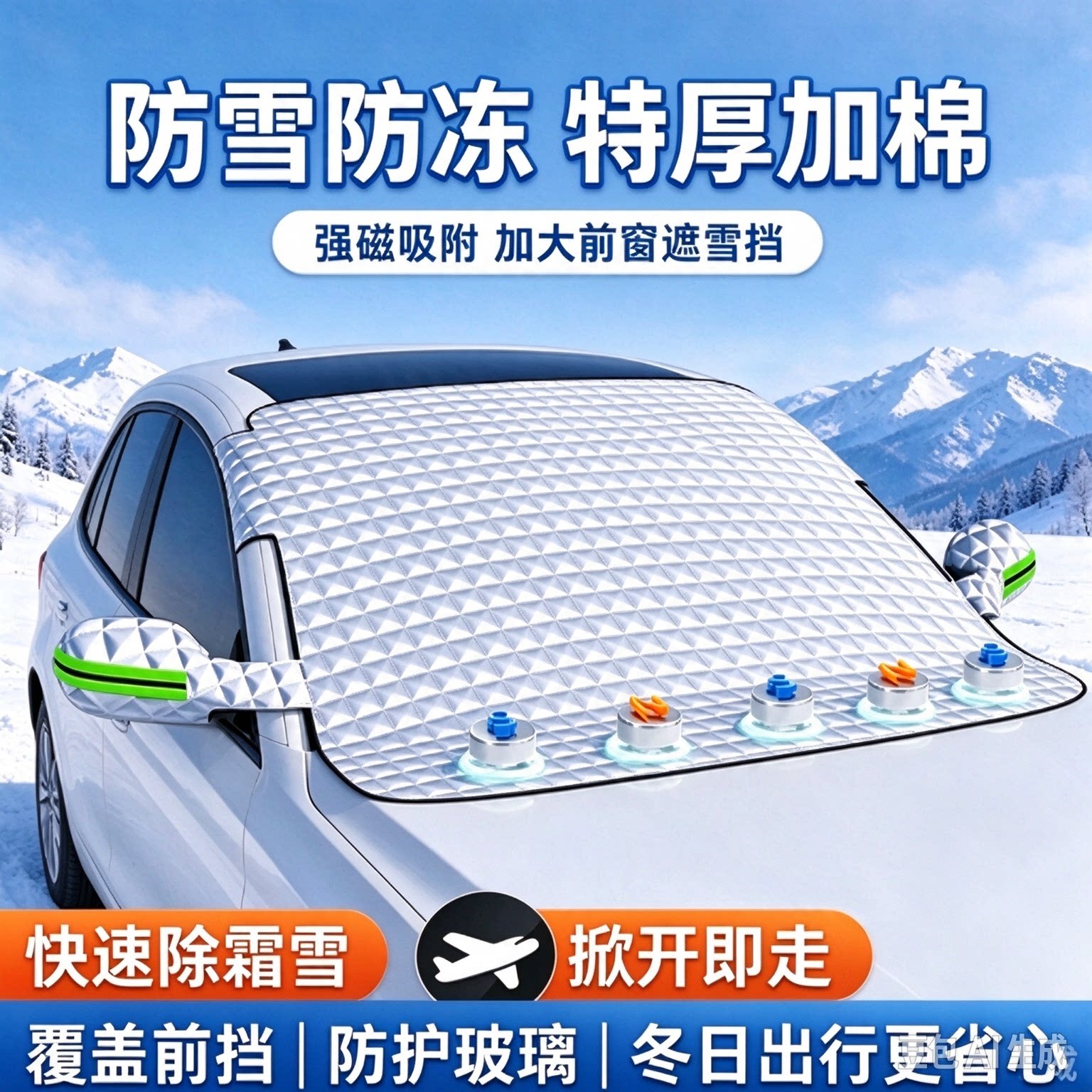 汽车雪挡被遮雪挡霜易收纳车衣除雪除霜四季前挡风玻璃车罩防盗MD