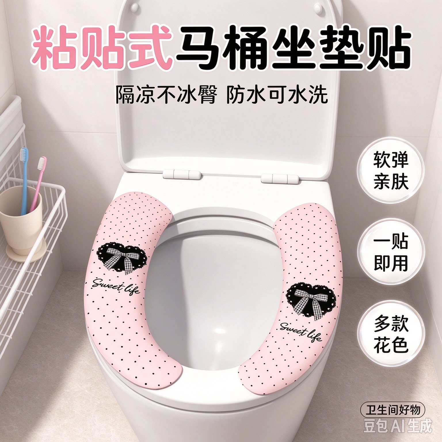【轻奢复古】静电吸附马桶贴可水洗家用加厚亲肤简约马桶贴xy