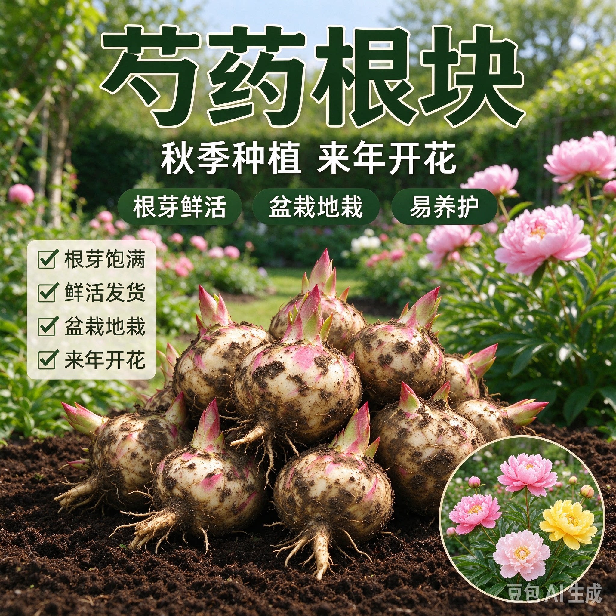 【重瓣芍药花根块】阳台盆栽庭院地栽花园栽种花卉种球芍药根HQ