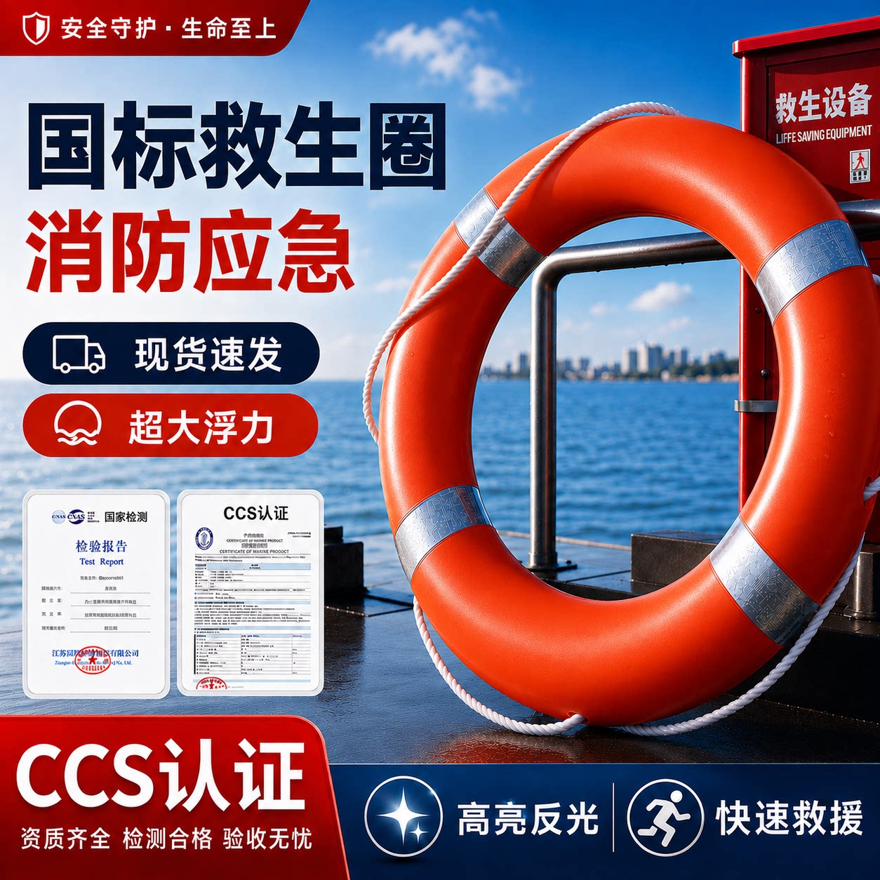 2.5kg国标实心应急救生圈CCS认证