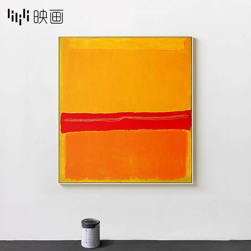 样板间装饰画橙黄色块油画别墅大厅挂画门厅玄关画办公室墙壁画大