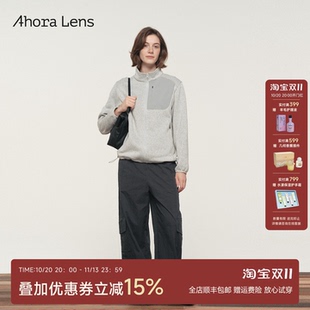 Ahora Lens 女版复古撞色立领拉链卫衣早秋新款运动休闲开衫外套