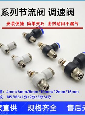 气动快速插气管接头SA节流阀SL4SL6SL8SL10SL12-M5M6/01/02/03/04