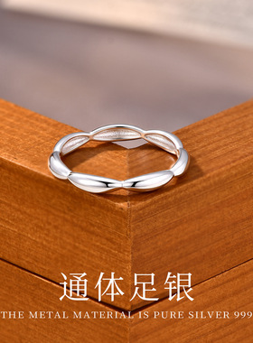 【表白礼物】轻奢设计师纯银开口戒指女波浪纹指环高级感小众饰品