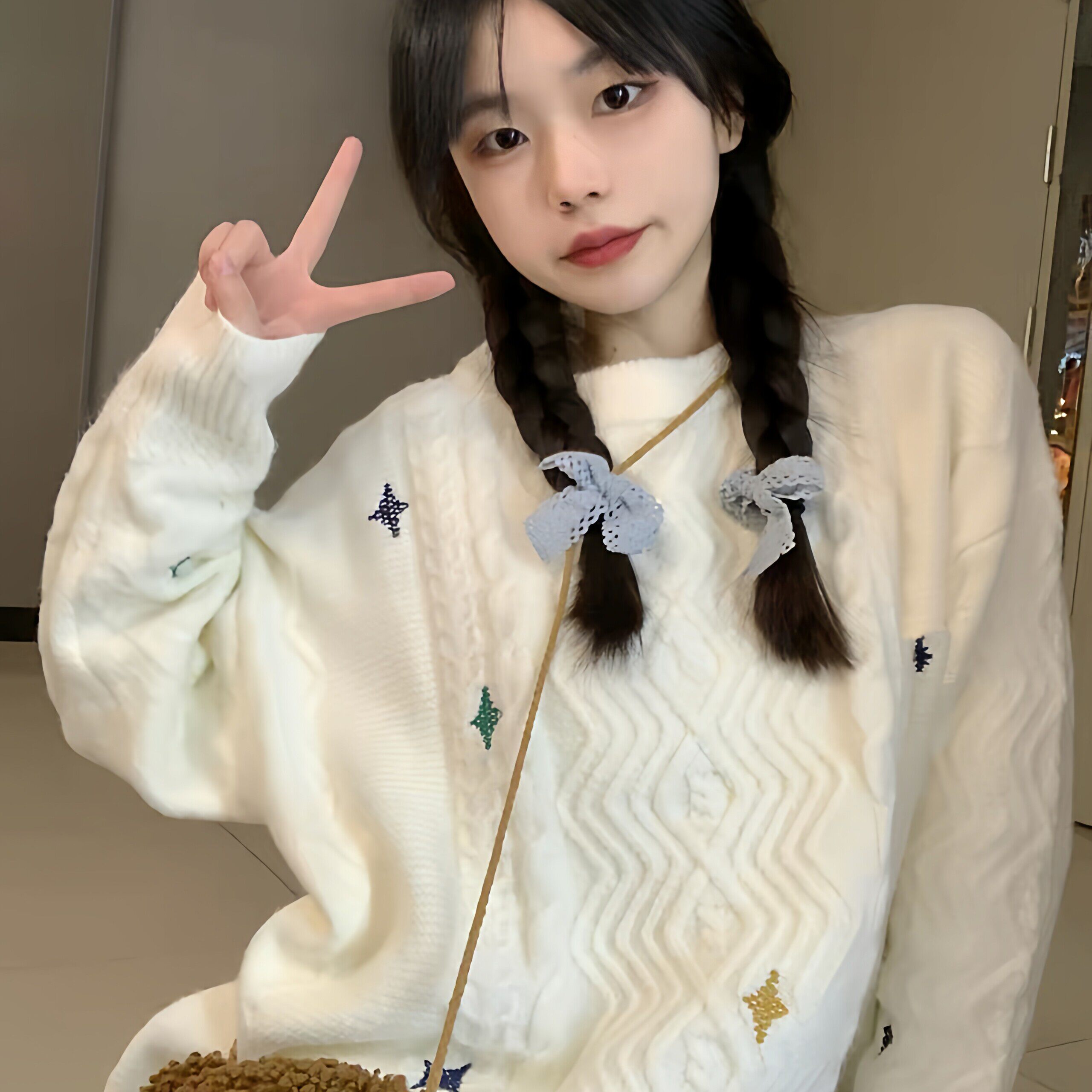 日系复古可爱软糯麻花毛