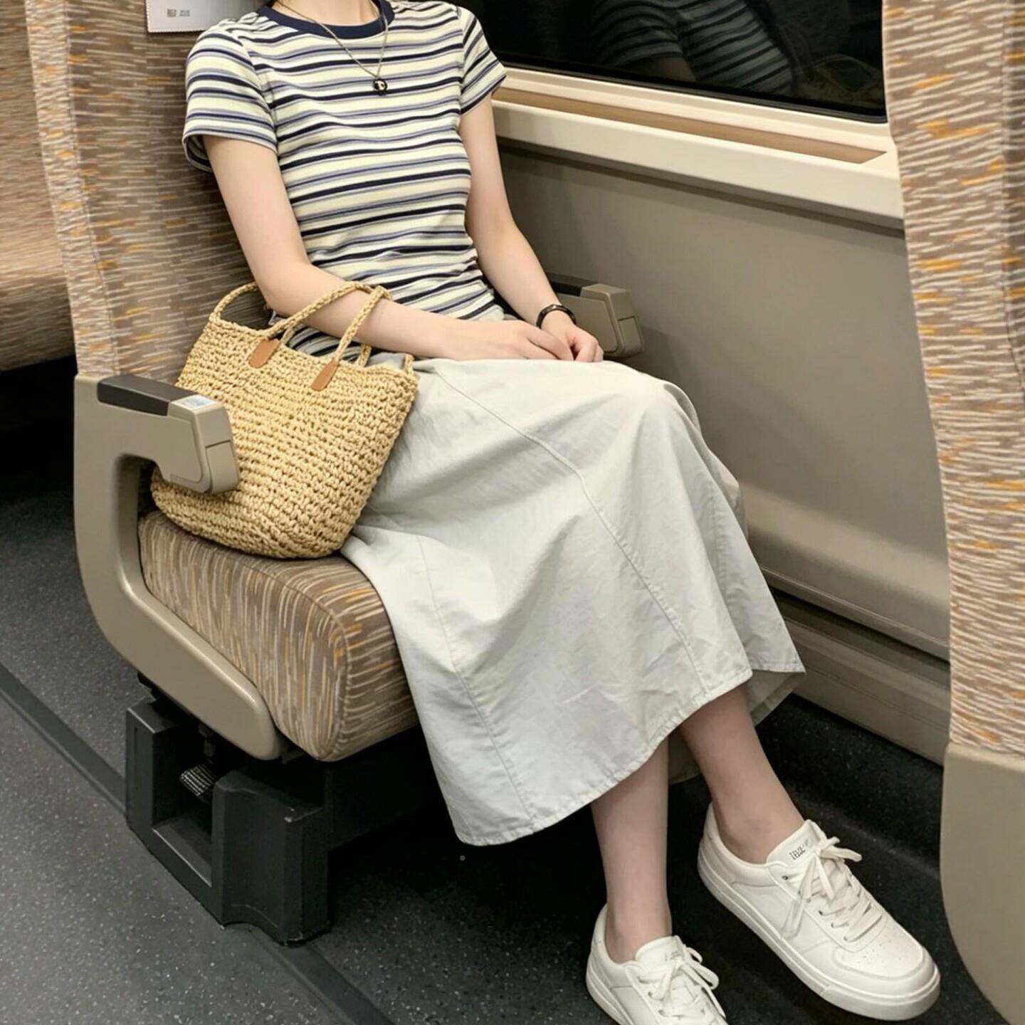 女梨型身中材工装半身裙2206夏季薄款大码胖ZEOmm高腰宽松长款a字