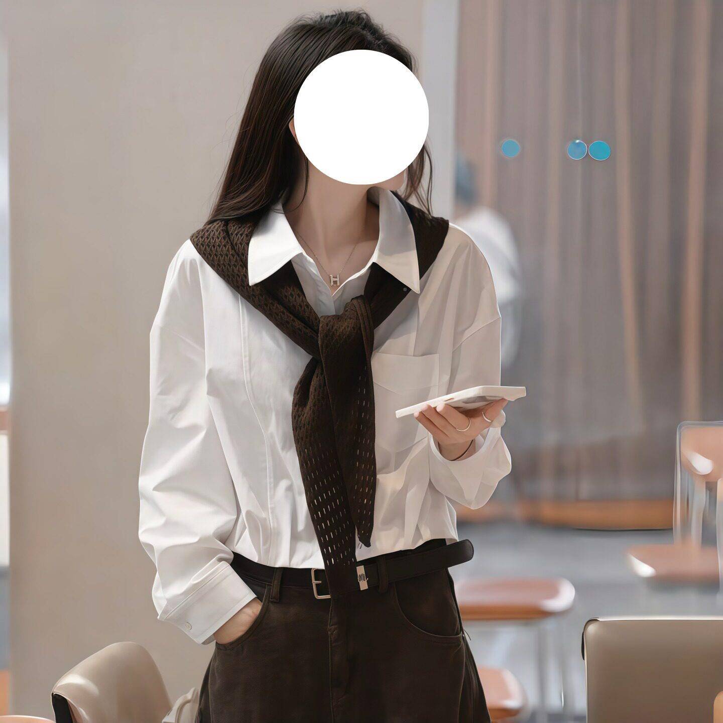 衬衫女白披肩两件套早翻长袖短外套2026领新款小个子通勤秋风KHH