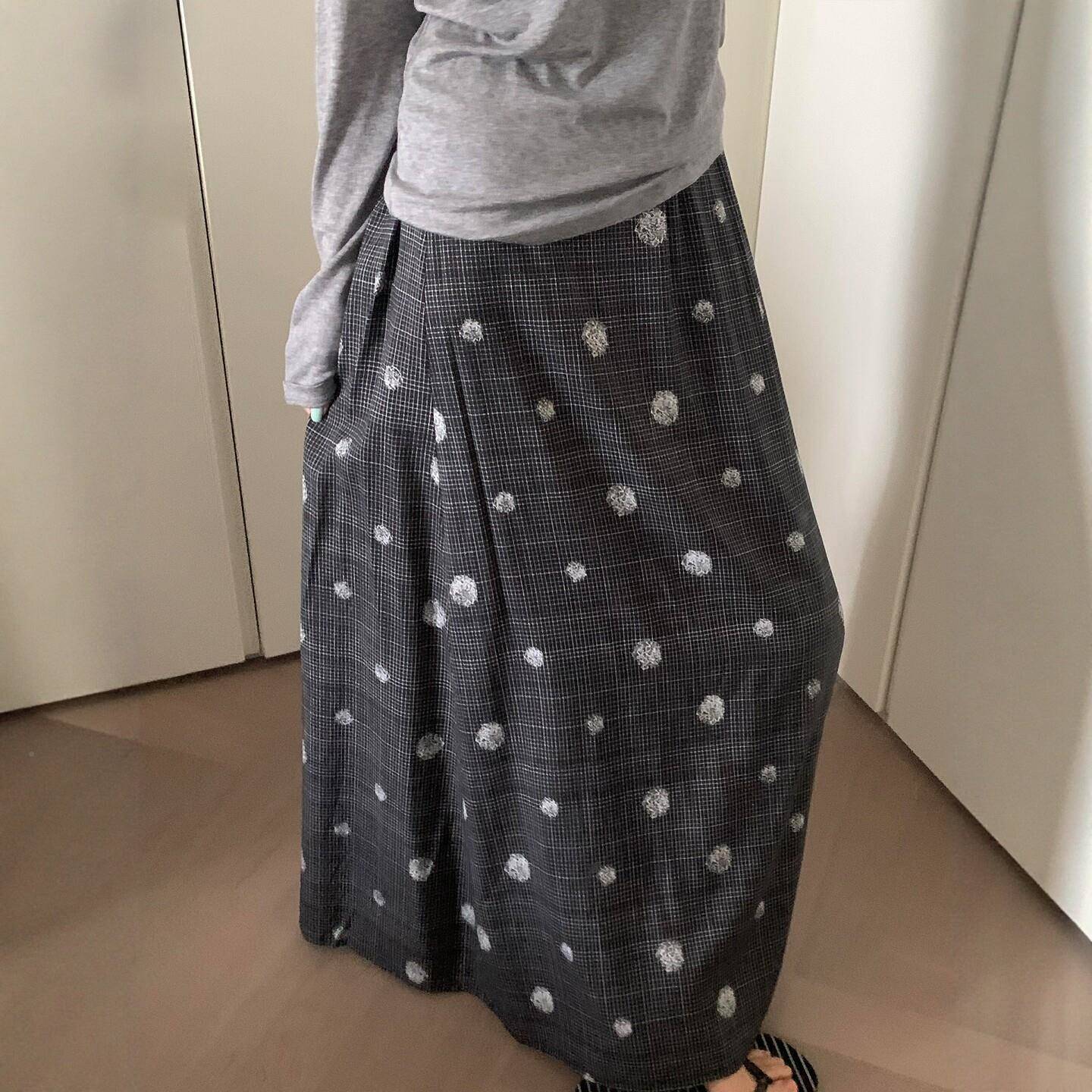 古胖波点半身裙女202瘦6夏新款大码mm宽ZGN松显慵懒感中长复款a字