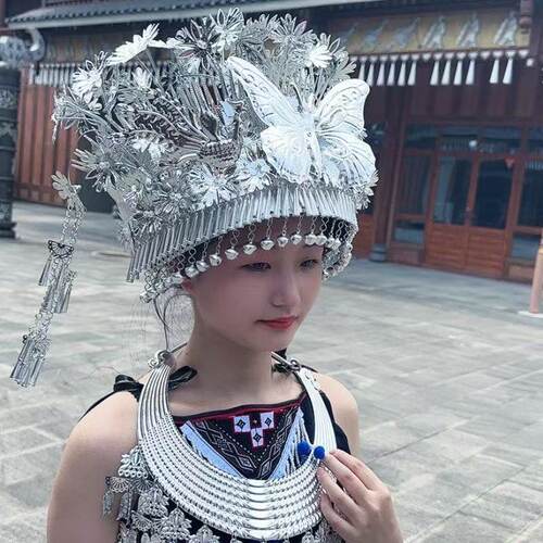 幽悠族苗族银流苏头饰不变色
