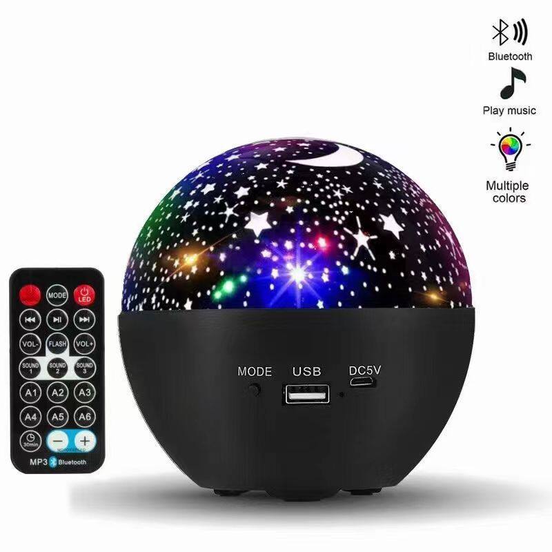 新款LED星星月亮投影灯旋转浪漫星光投影灯Q3生日快乐圣诞节投影