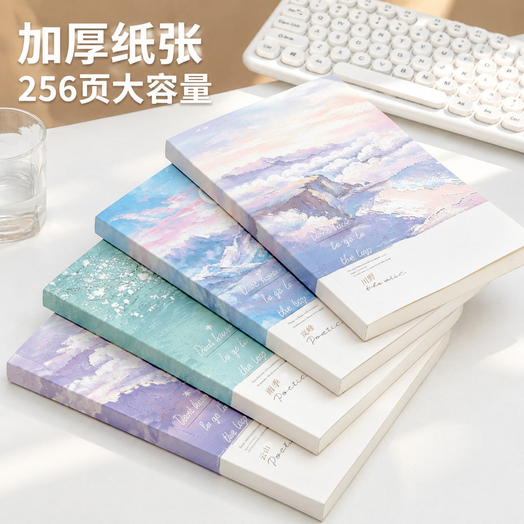 乐印村高颜值油画风A5B5加厚笔记本办公室记事本学生专用作业本