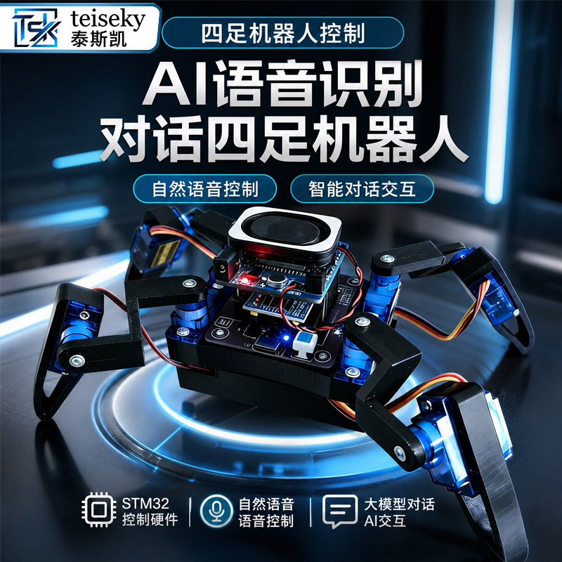 新AI智能人工语音识别四足机器人 蜘蛛仿生机器人DIY编程创客套件