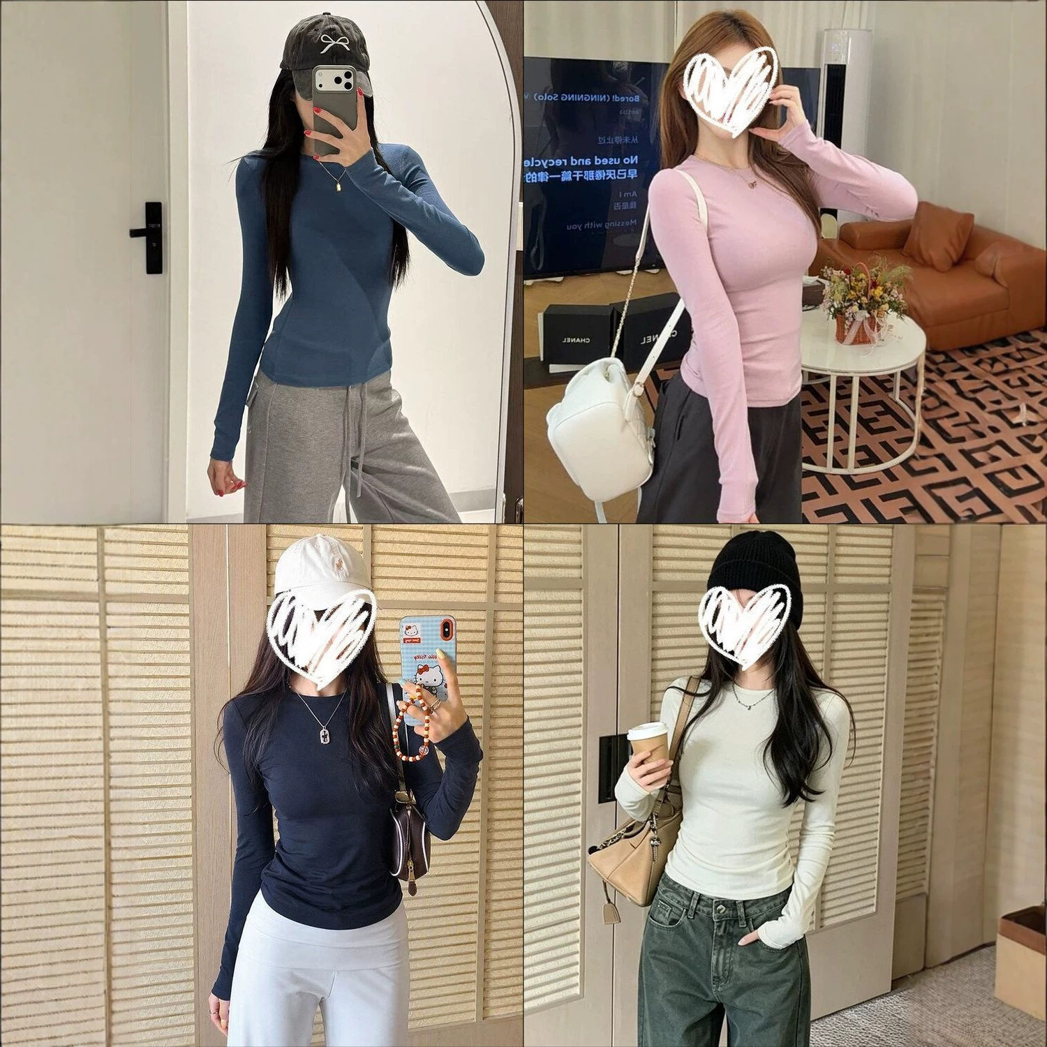 简约基础款圆领套头长袖T恤女装