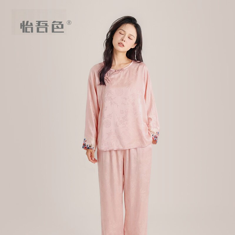 新中式提花丝滑女睡衣套装