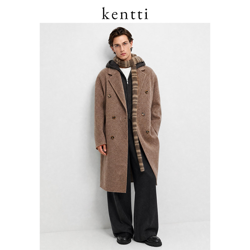 【自营】Kentti/100%全羊毛呢子大衣男轻奢双面绒高级感风衣外套
