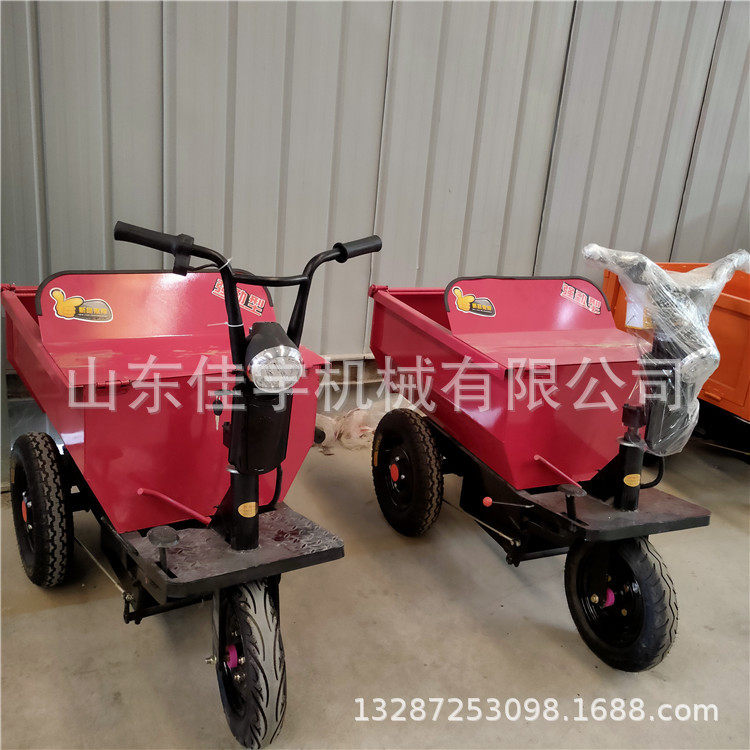 工地电动手推翻斗车混凝土拉砖灰斗车汽油工程车
