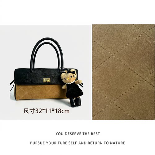 CC&Fashion-TF-5882琥珀棕/黑-原厂进口皮休闲百搭手提法棍包