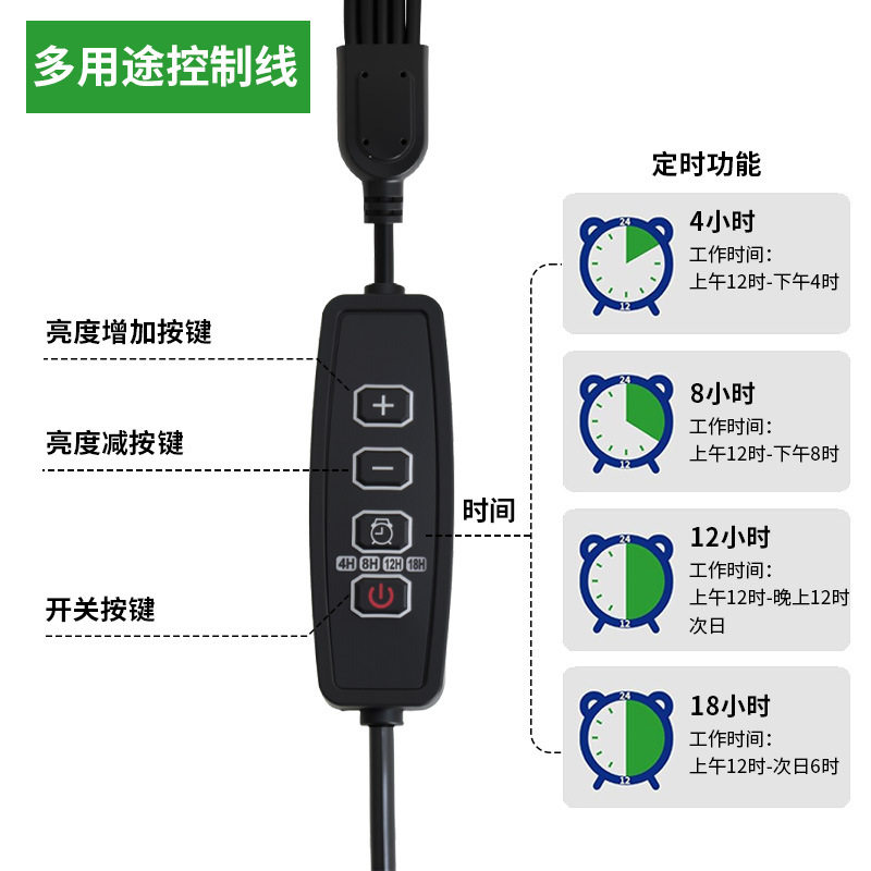 高盖灯珠植物补光灯绿植智能控制可调节园艺育苗培养家庭种植