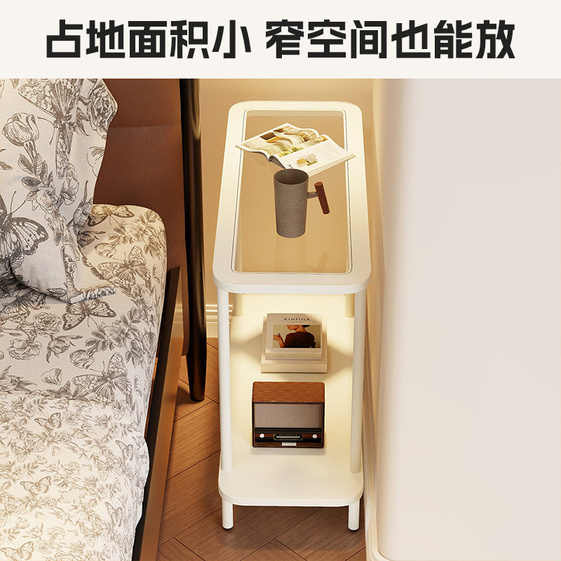 床头柜现代简约双层窄缝收纳置物架客厅沙发旁迷你边几夹缝小桌子