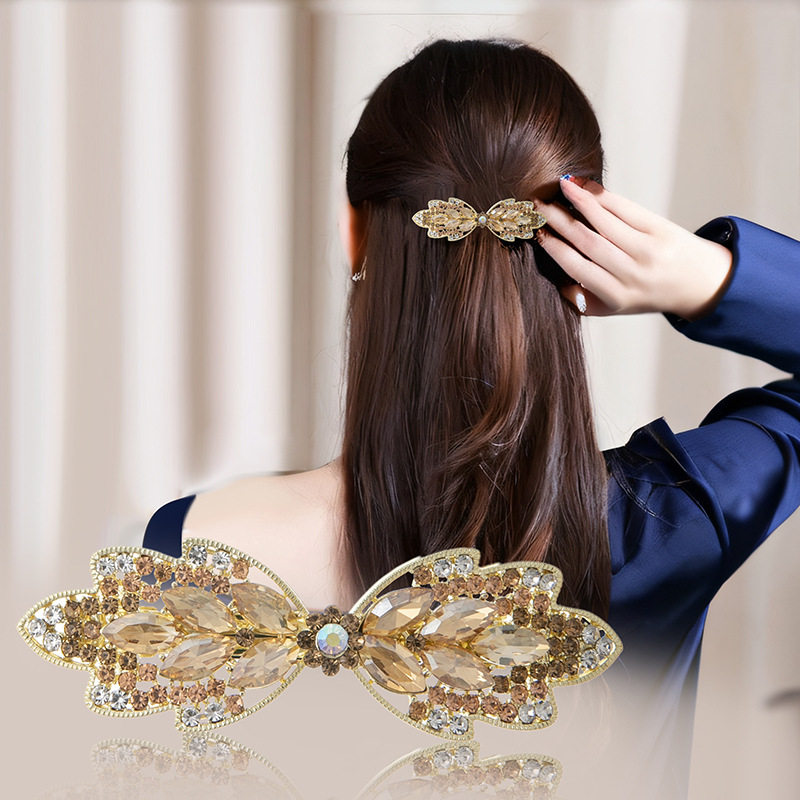 蝴蝶发夹发饰妈妈发卡头花弹簧夹子女头饰气质优雅精致卡子后脑勺