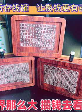 跨境爆款Money Box with Counter木质存钱罐高颜值复古储蓄罐摆件