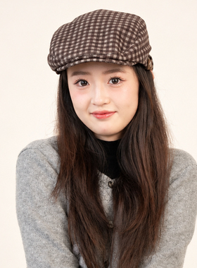 秋冬韩系复古显脸小鸭舌前进帽女