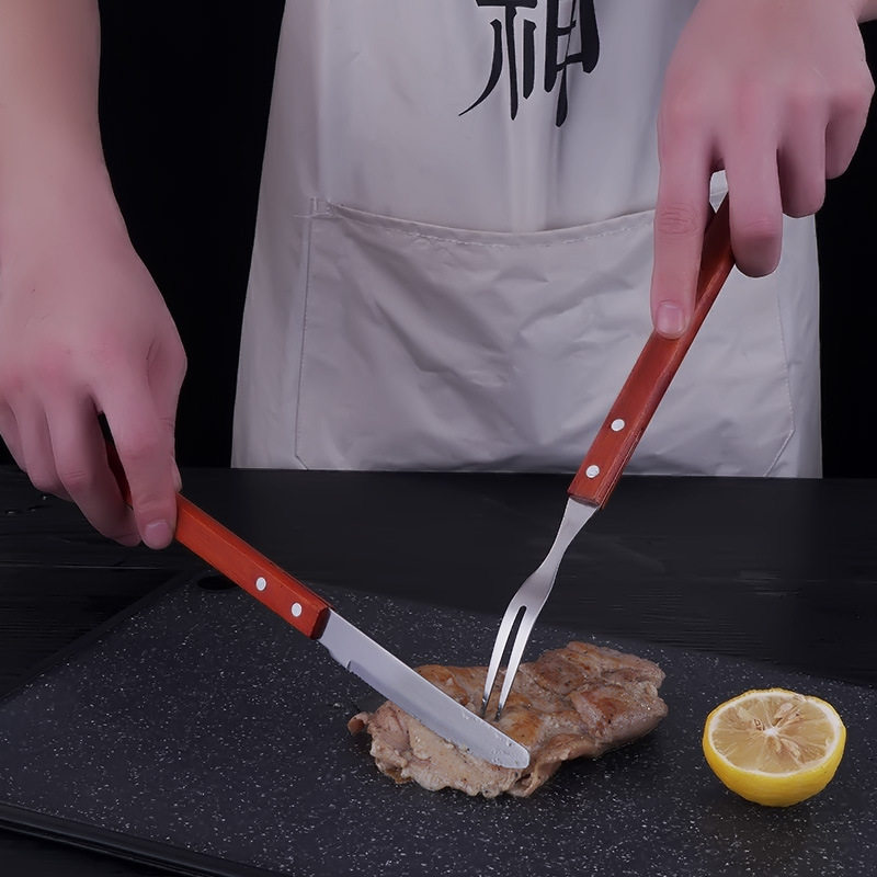 藏族不锈钢羊肉刀叉套装羊腿羊排烤肉刀叉户外烤全羊烧烤工具
