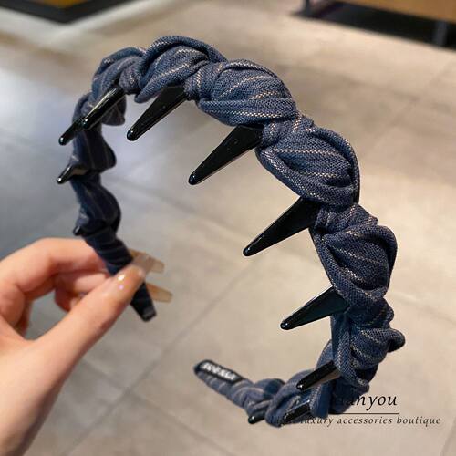 牛仔编织带齿防滑发箍女增高颅顶