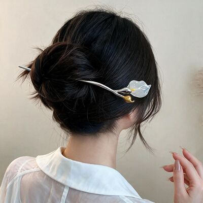 马蹄莲双色花朵金属发簪法式