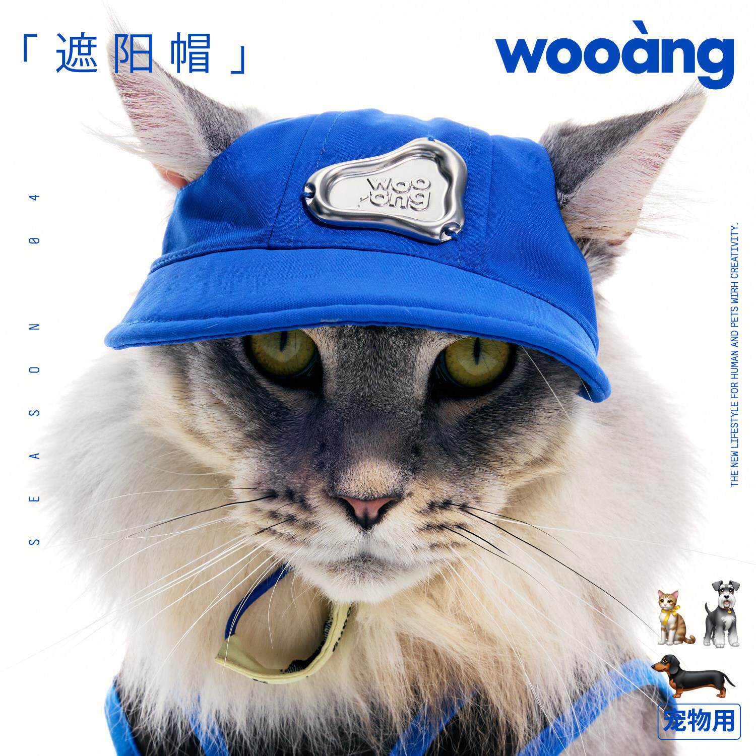 wooang新款宠物猫咪狗狗帽子通用头套头饰休闲户外速干防晒遮阳帽