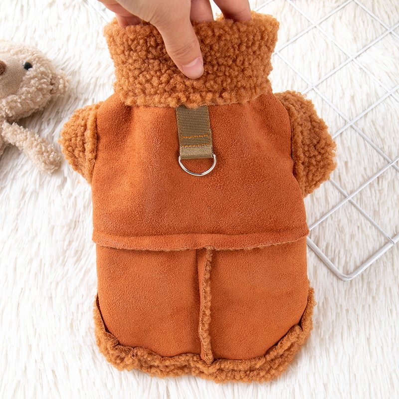 狗狗衣服秋冬装可牵引加绒宠物小型犬泰迪比熊博美贵宾猫咪冬马甲