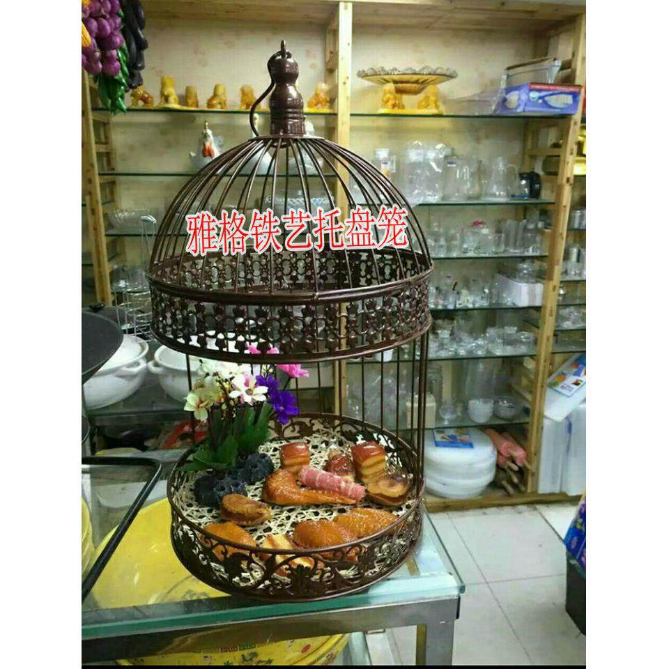 新款铁艺下午茶鸟笼蛋糕架多层点心架水果架超市展示架自助餐托盘