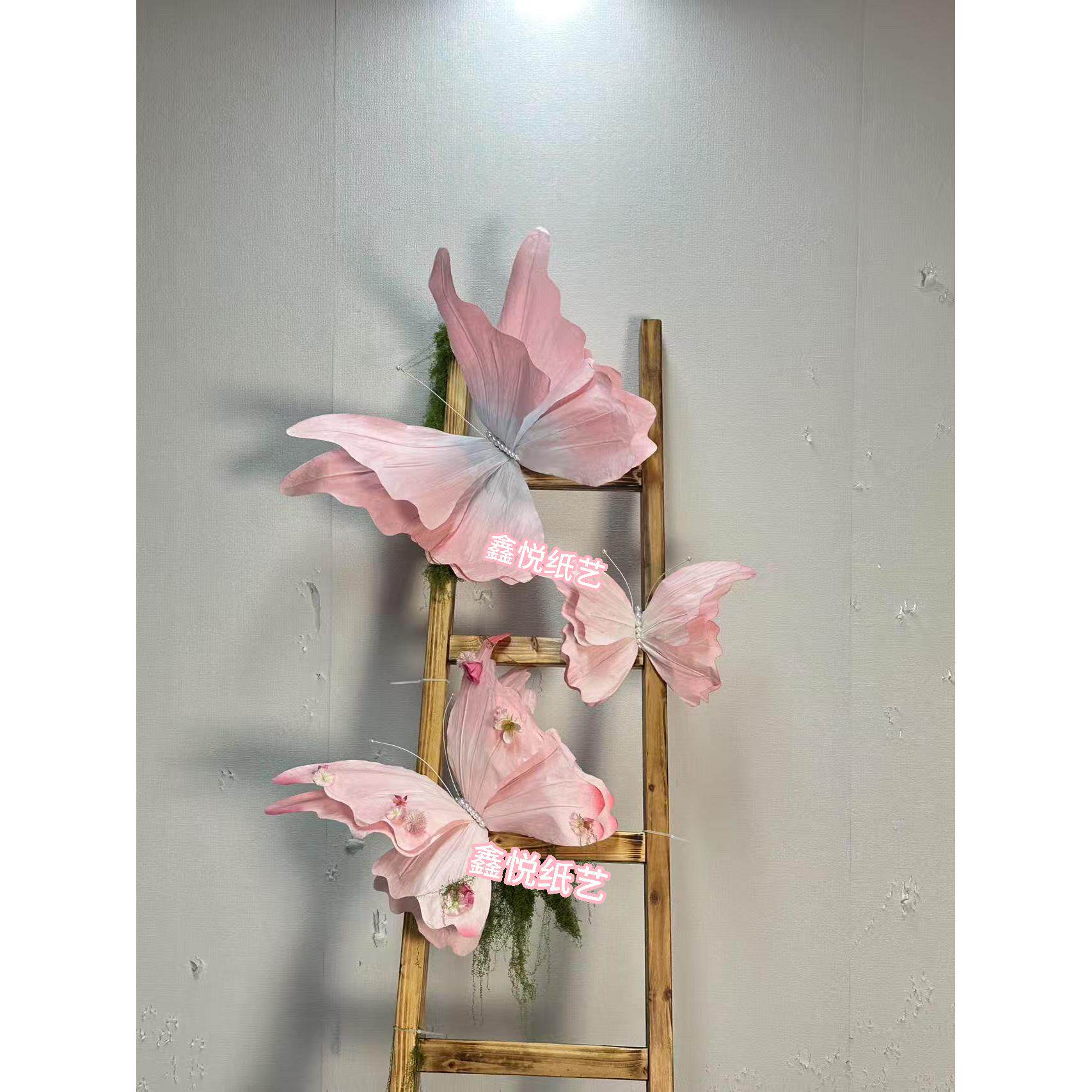 仿真立体纸艺蝴蝶成品纸艺花婚礼背景墙装饰店铺橱窗美陈布置道具