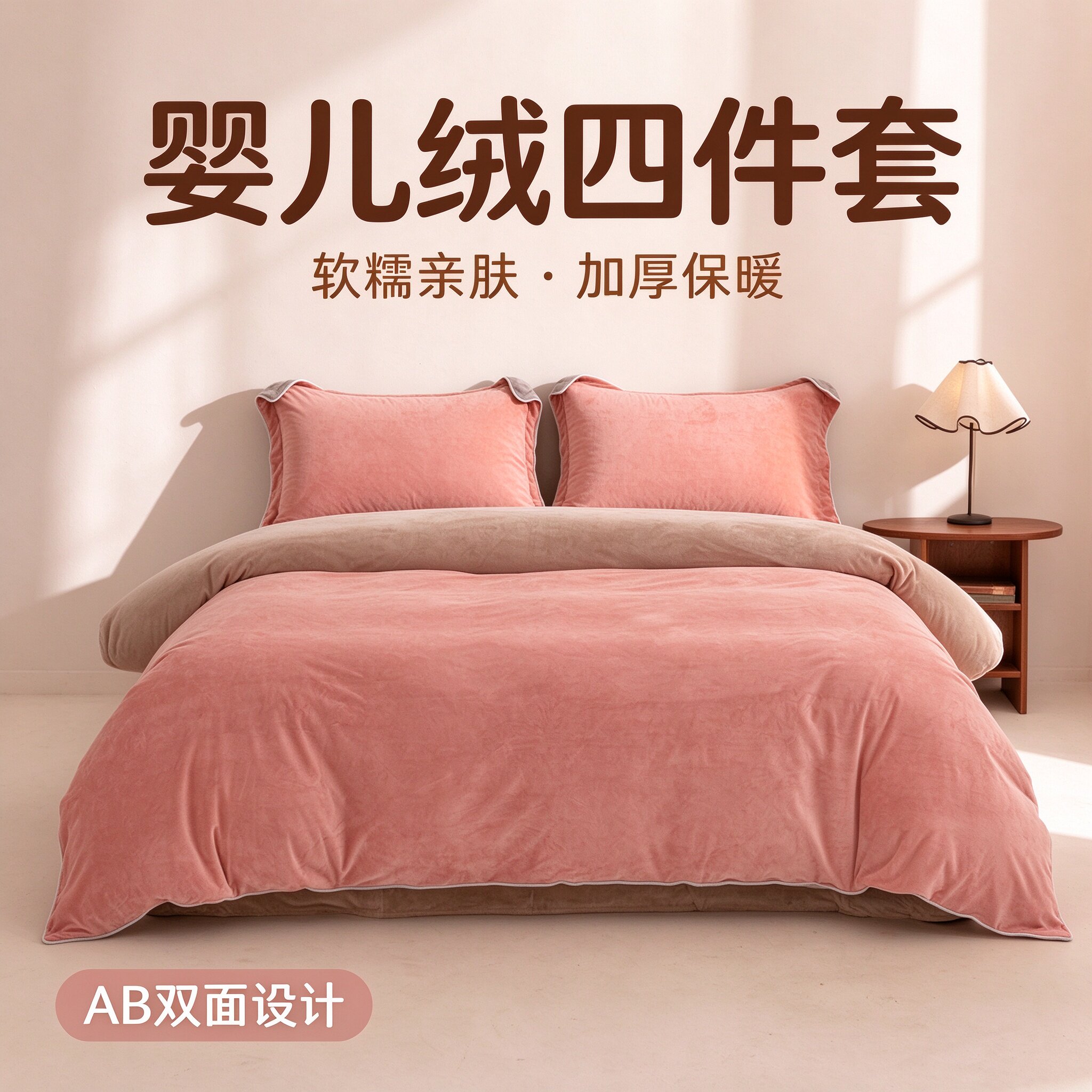 牛奶绒床上四件套珊瑚绒冬季双面加绒床单被套法兰绒床品加厚亲肤