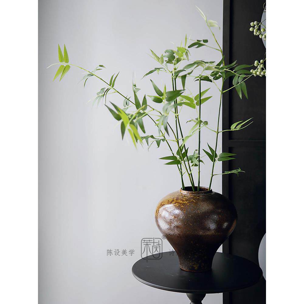 禅韵小竹假花竹叶枝插花人造花园林绿化植物禅宗Wabi-Sabi竹人造