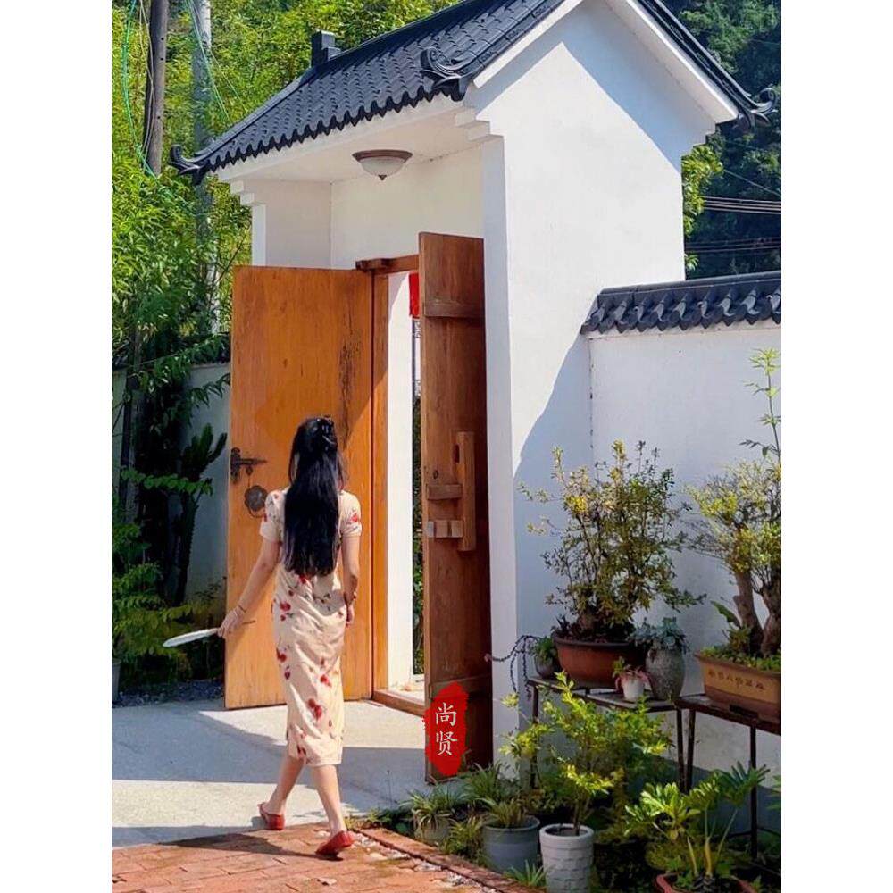实木宗祠大门菠萝格庭院彷古木门农村自建房双开老榆木进户门定制