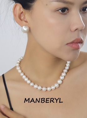 MANBERYL漫宝琳天然巴洛克珍珠项链女气质锁骨链百搭秋冬季毛衣链