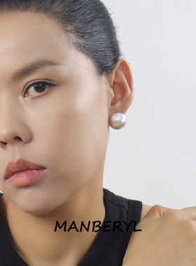MANBERYL漫宝琳 新款半球拉丝耳钉女高级感耳环925银针耳饰设计感